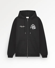 Zip Hoodie Bouquet Black