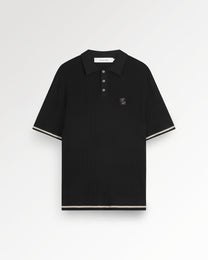Fine Knit Polo All Black