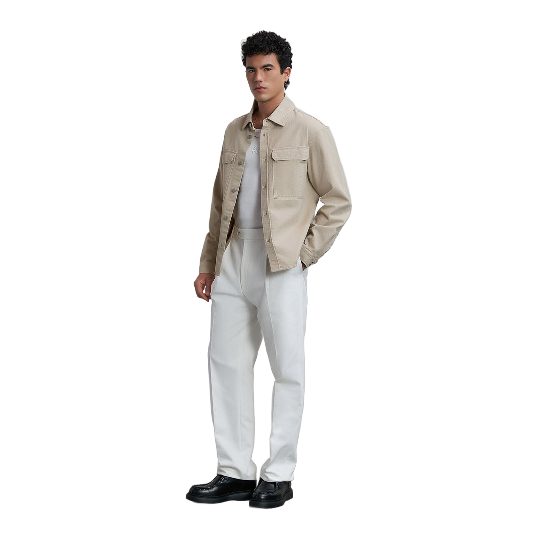 Overshirt Cotton Twill White Pepper