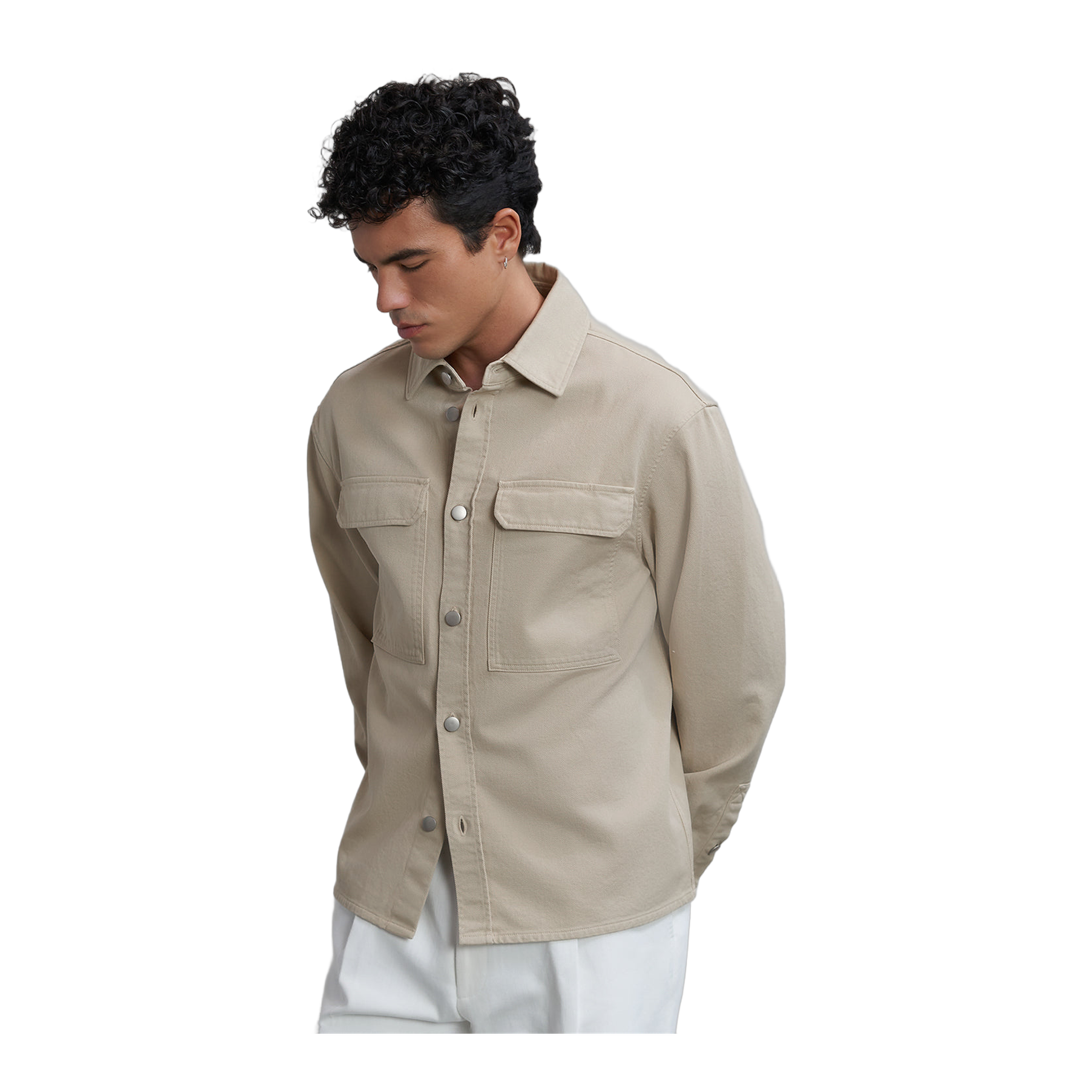 Overshirt Cotton Twill White Pepper