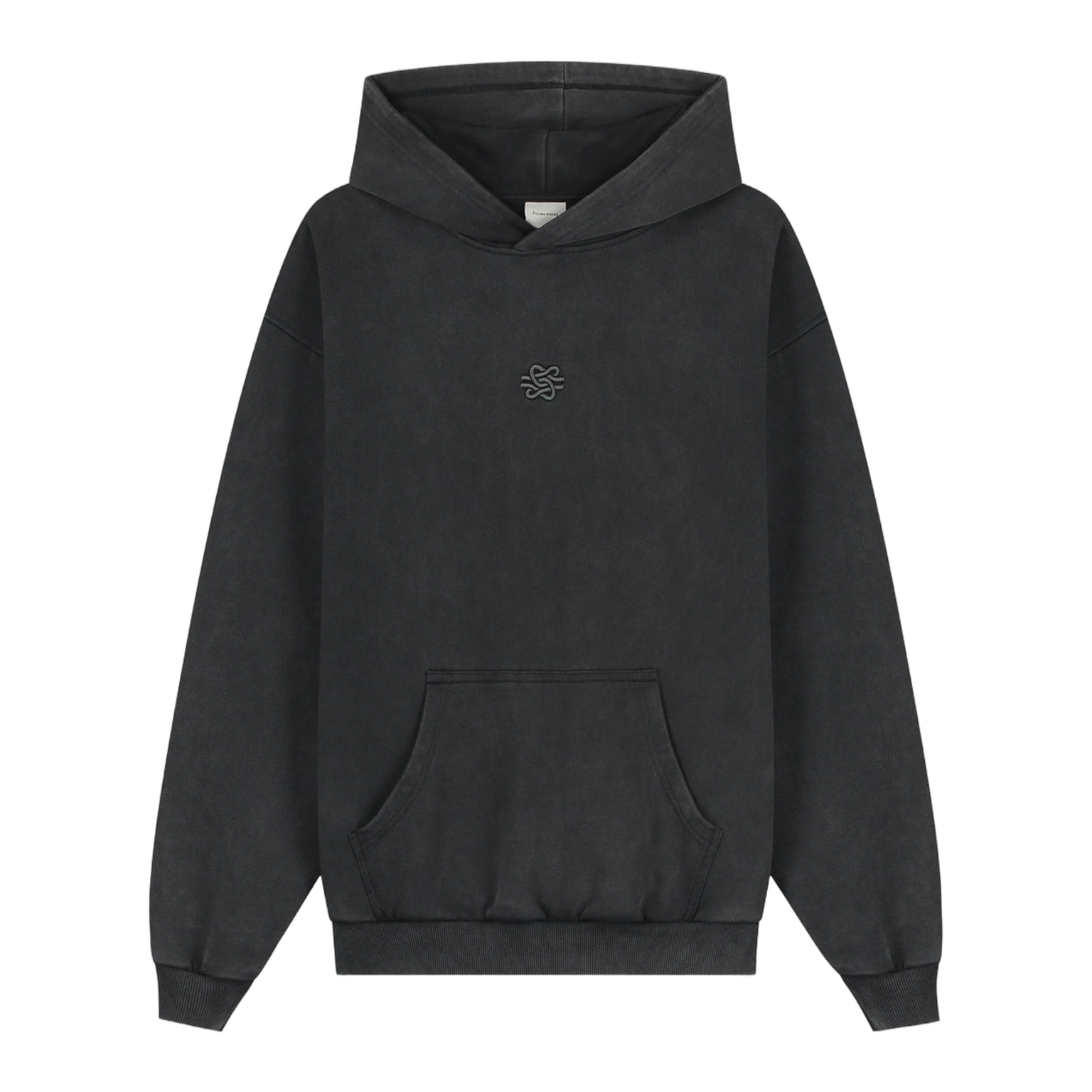 Hoodie Boxy Embroidered Vintage Black