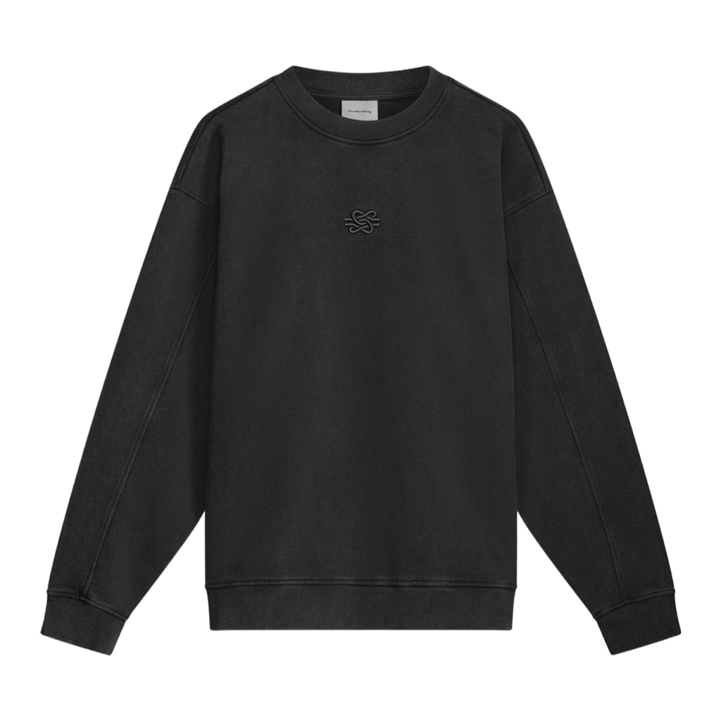Sweatshirt Boxy Embroidered Vintage Black