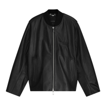 Leather Bomber Jacket Black
