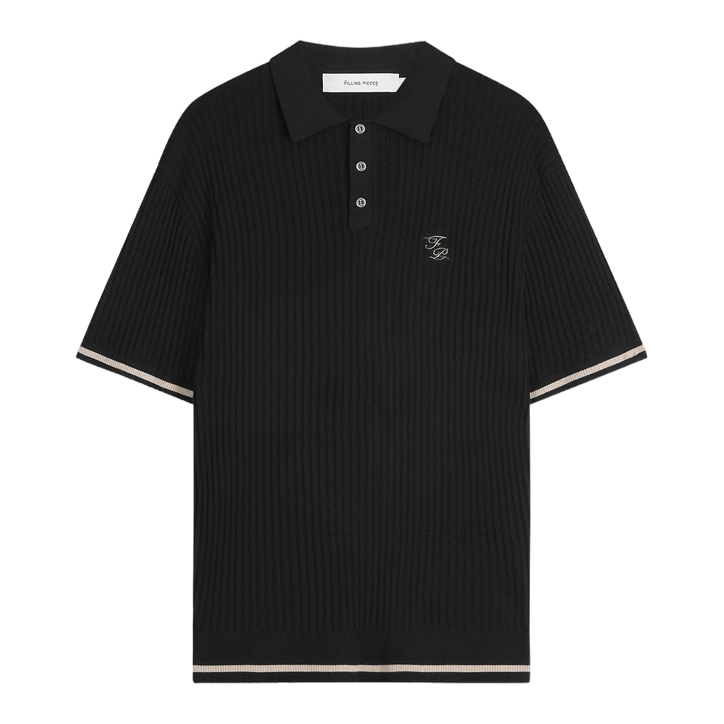 Fine Knit Polo All Black