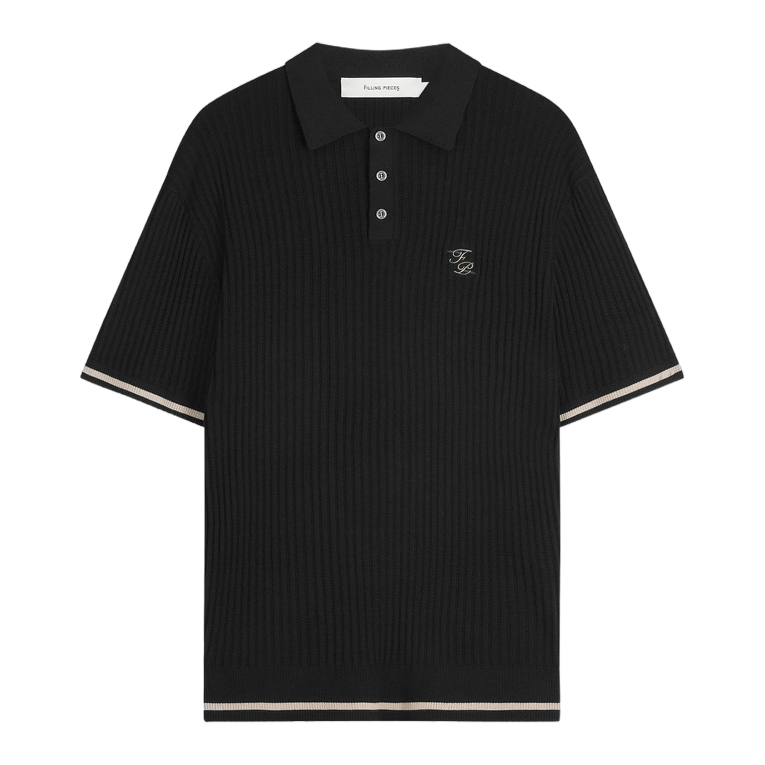 Fine Knit Polo All Black