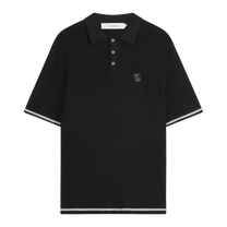 Fine Knit Polo All Black