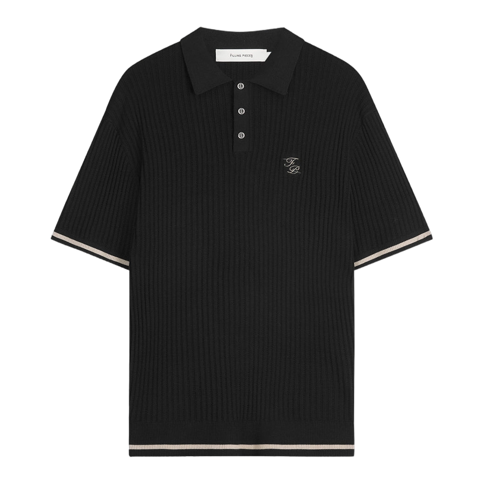 Fine Knit Polo All Black