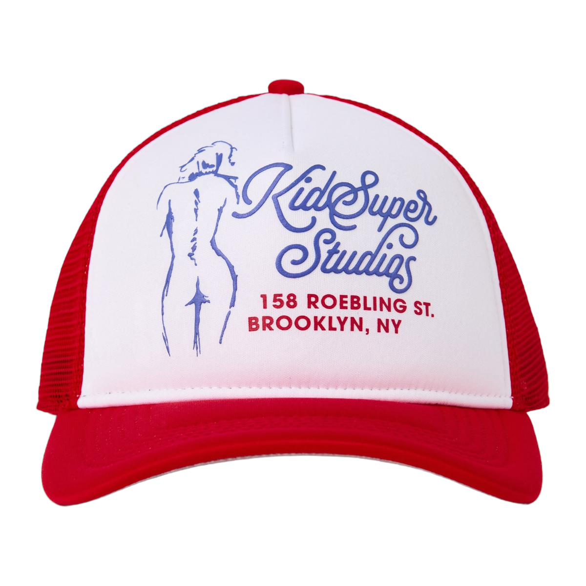 Puff print Trucker Hat-Red