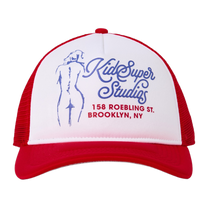 Puff print Trucker Hat-Red
