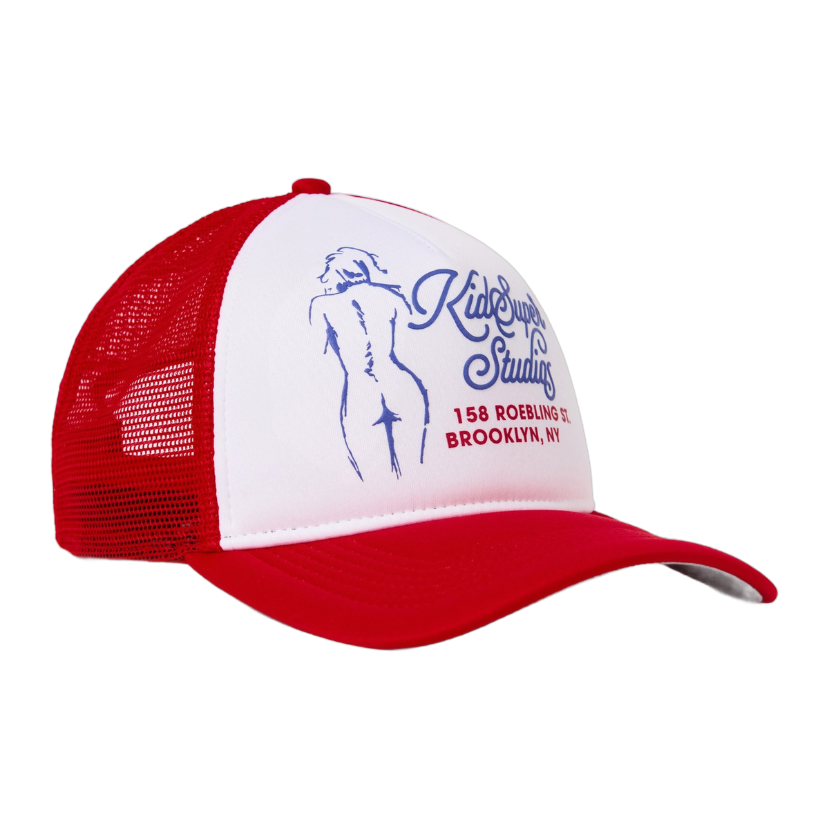 Puff print Trucker Hat-Red