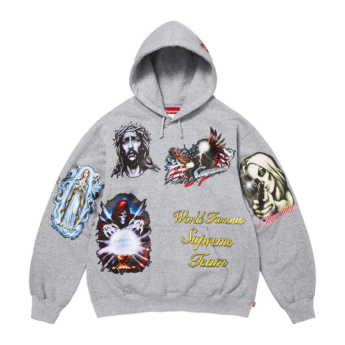 Supreme Stickers Hooded Sweatshirt Heather Grey · kolab