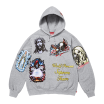 Supreme Stickers Hooded Sweatshirt Heather Grey · kolab