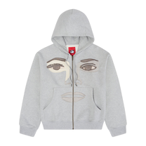 Face Hoodie Stone Gray