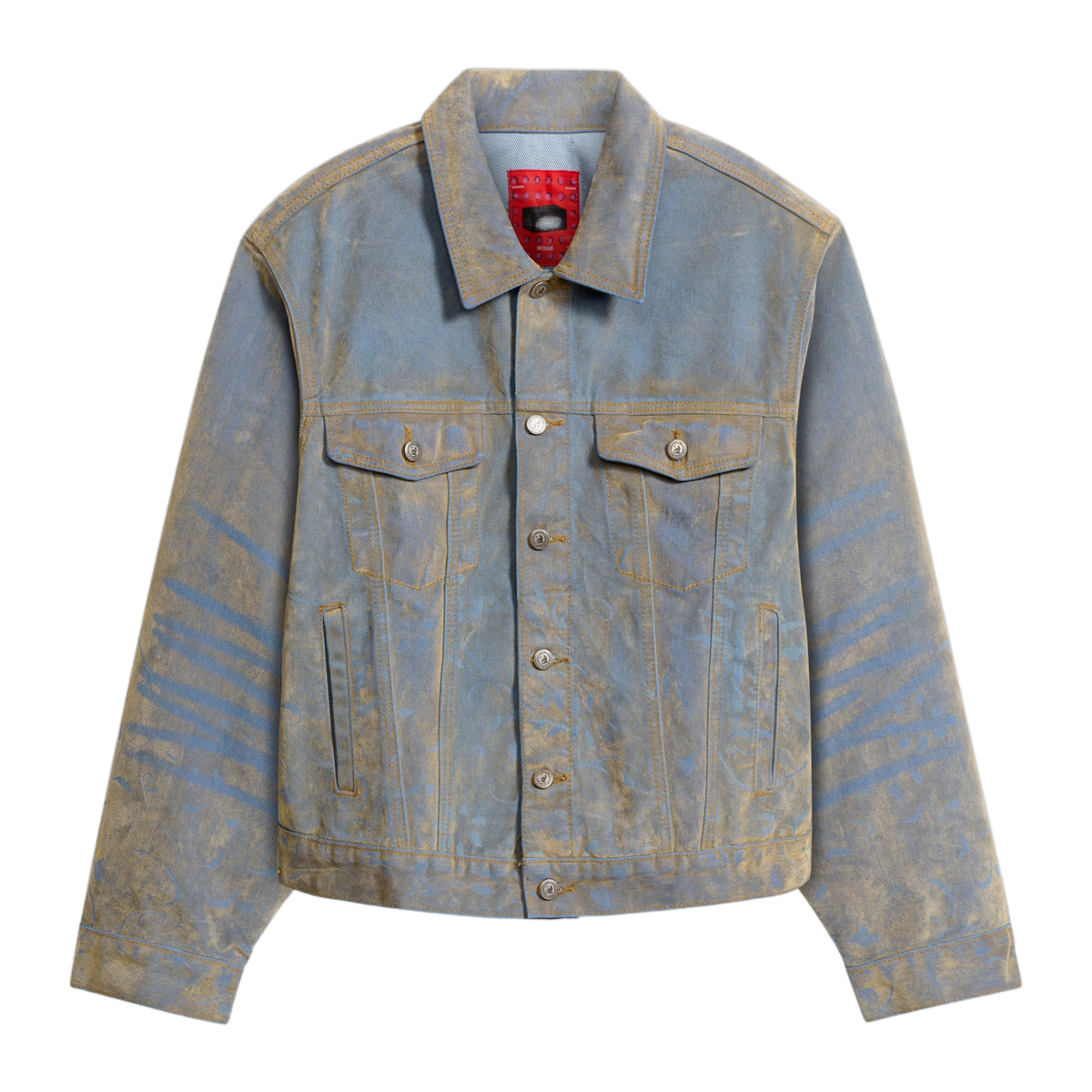 Face Floral Flocked Denim Jacket Brown / Blue