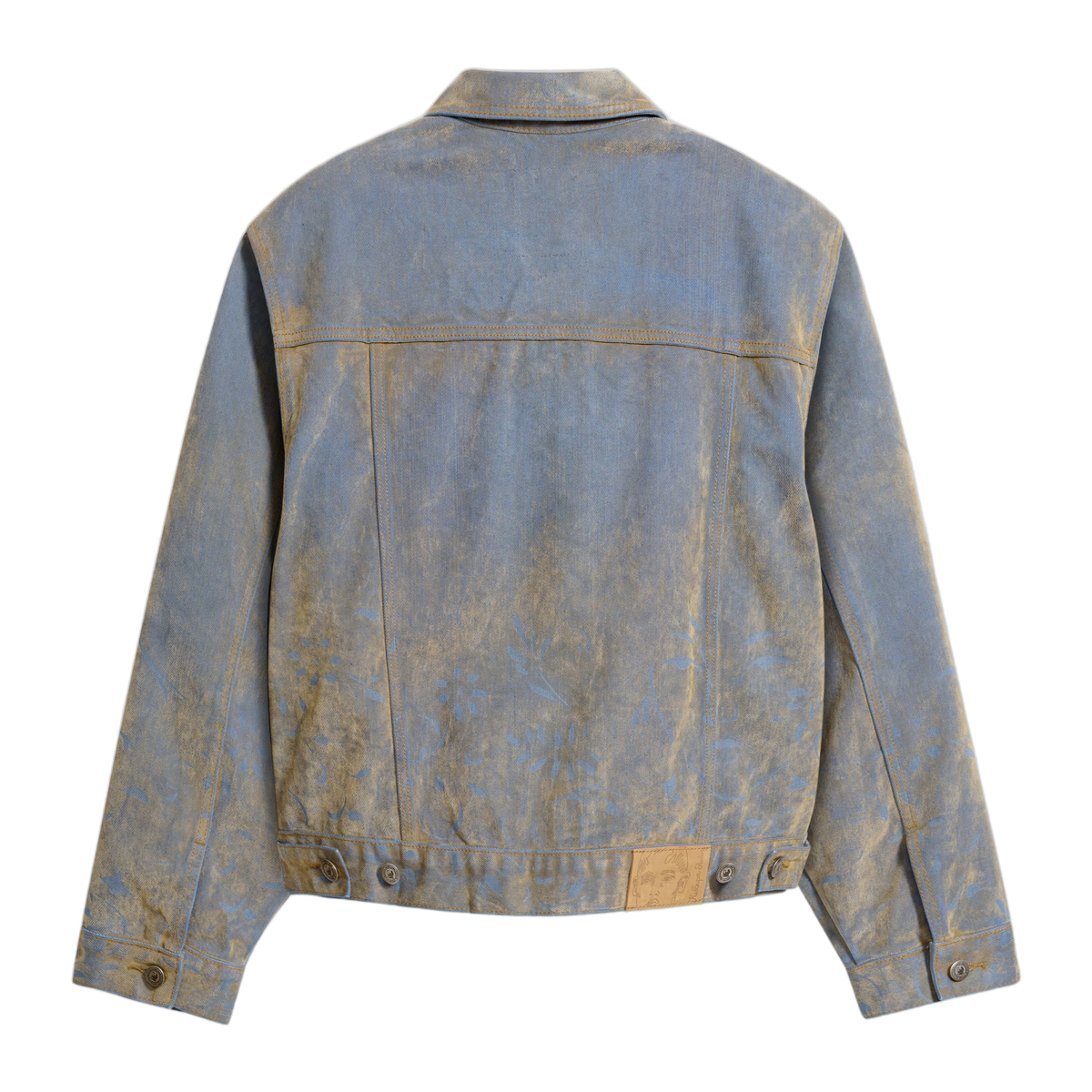 Face Floral Flocked Denim Jacket Brown / Blue