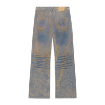 Face Floral Flocked Denim Jean Brown / Blue