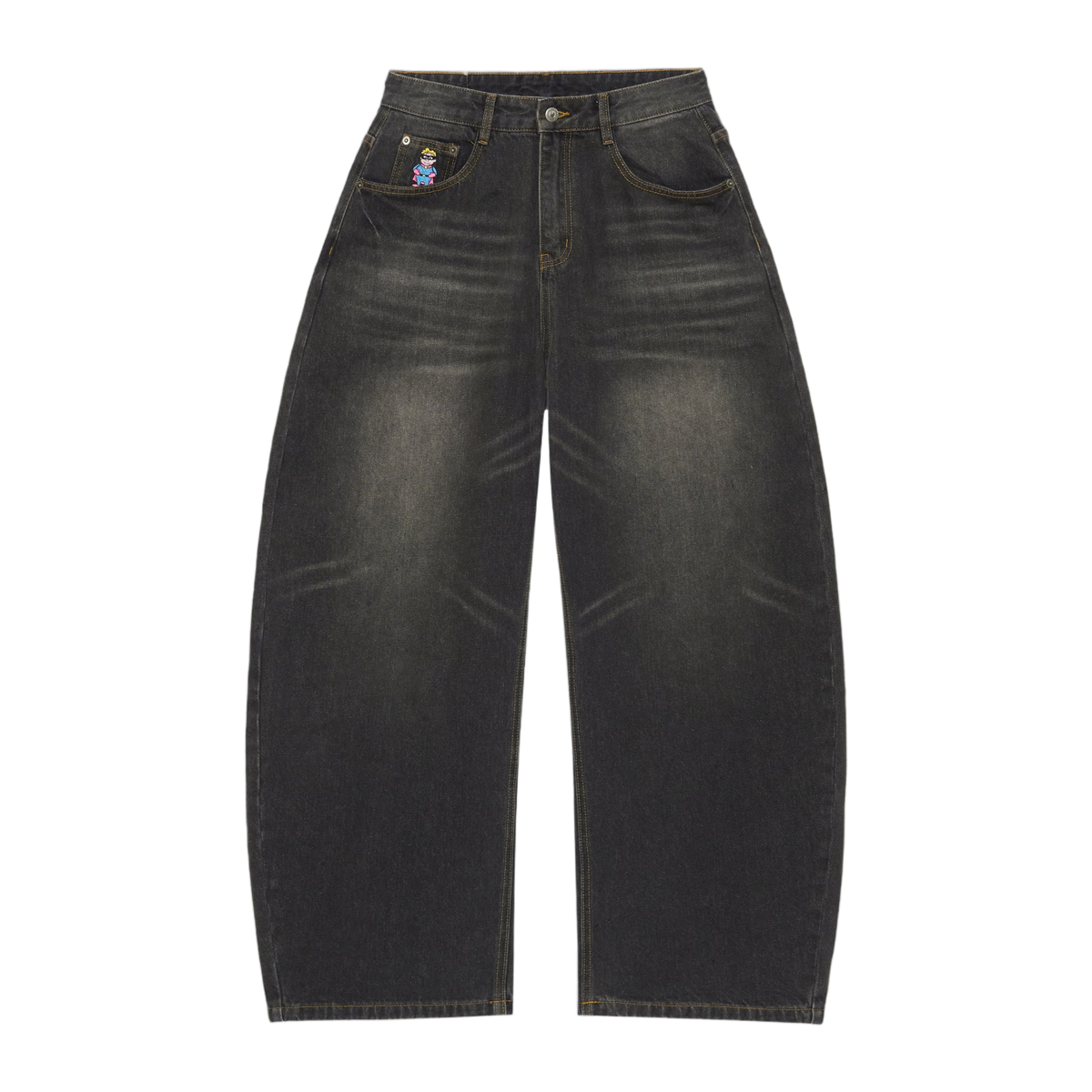 Dove Printed Barrel Pant Black