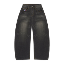 Dove Printed Barrel Pant Black