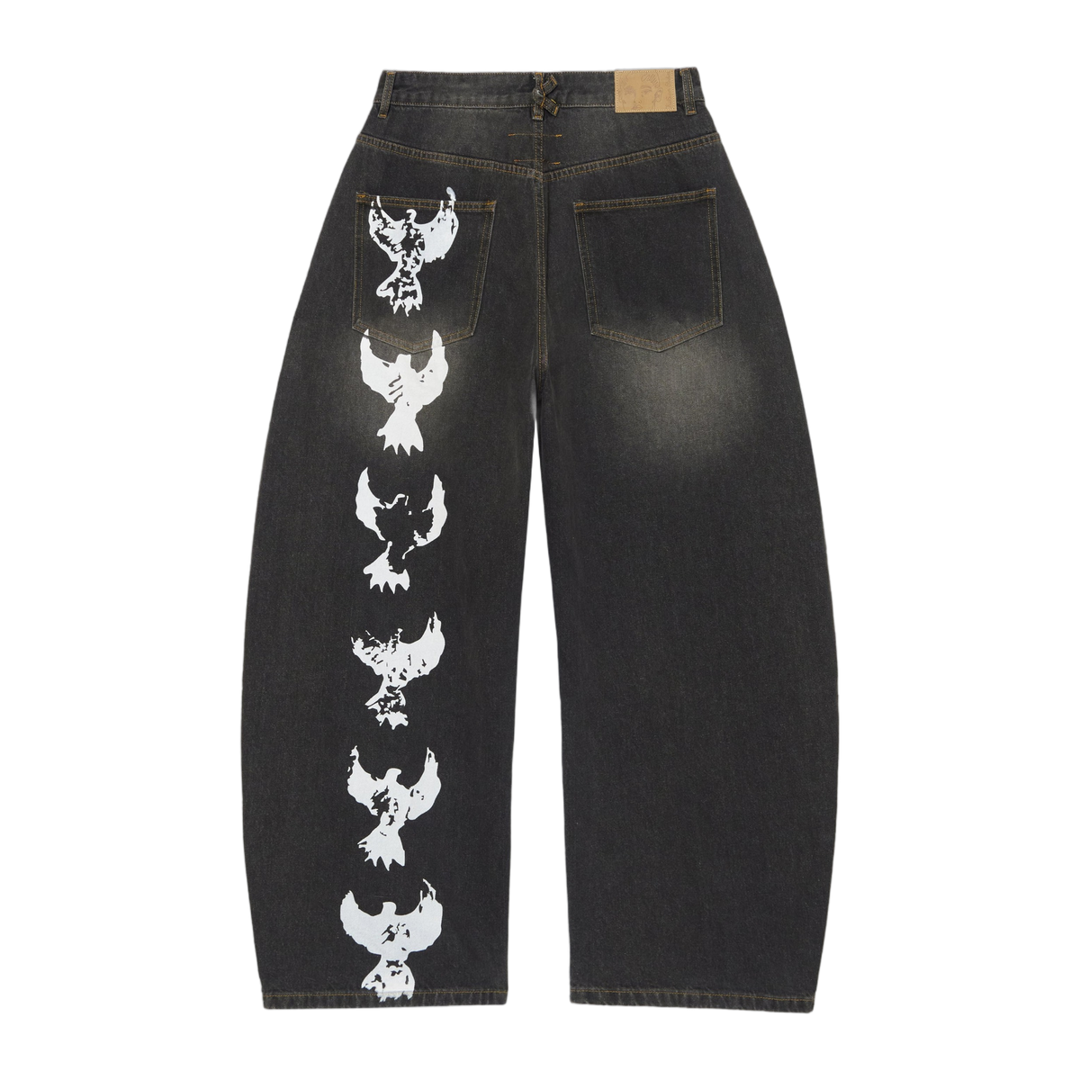 Dove Printed Barrel Pant Black