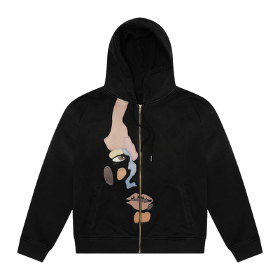 Side Eye Face Hoodie Black