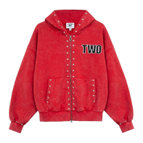 Studded Zipper Red