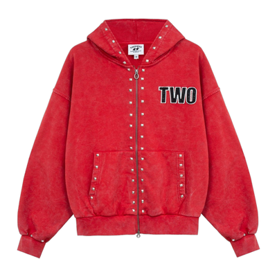 Studded Zipper Red