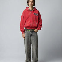 Studded Zipper Red