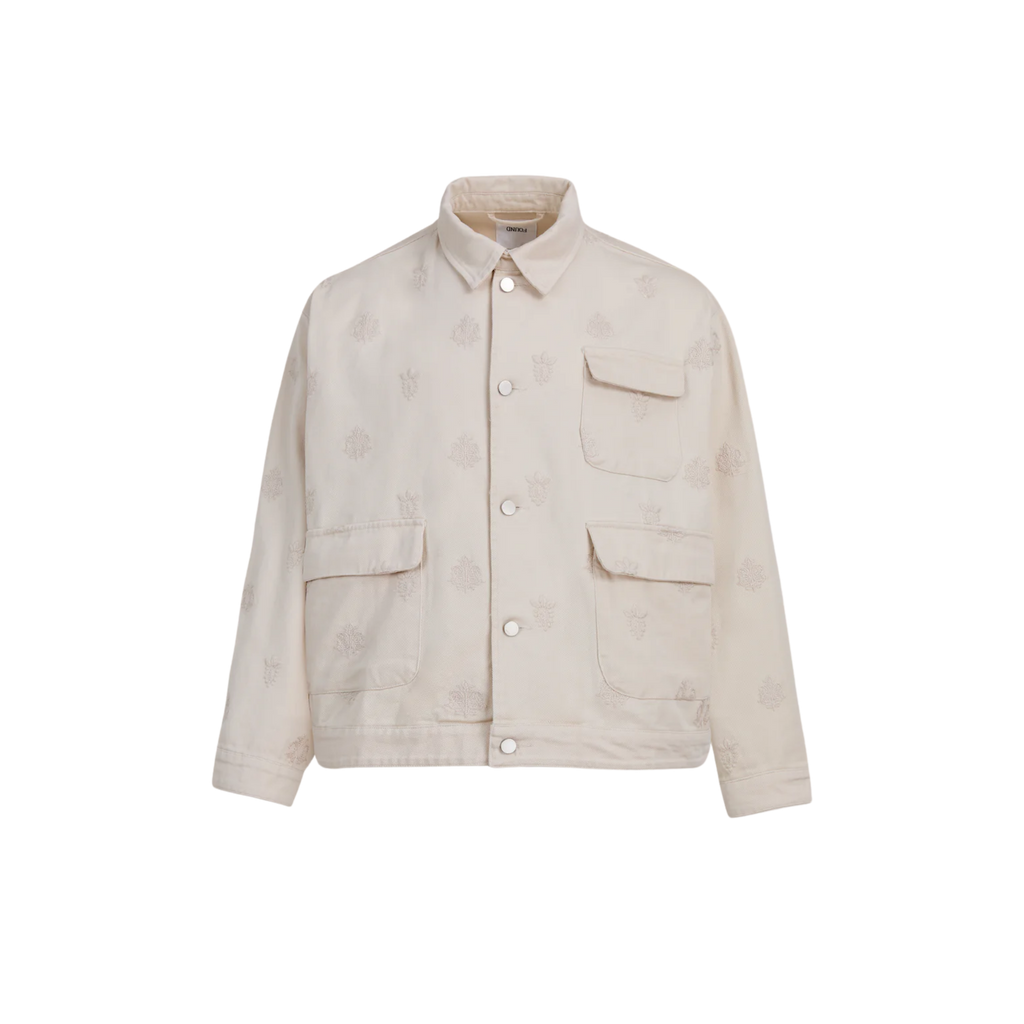Embroidered Motif Jacket Dirty White