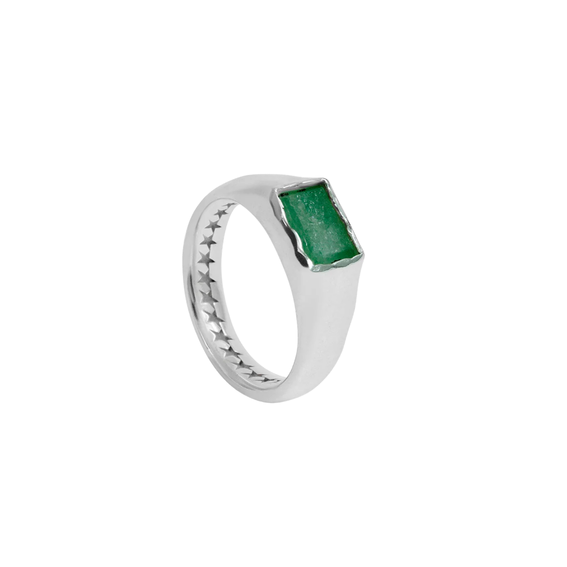 Rectangular Green Stone Ring