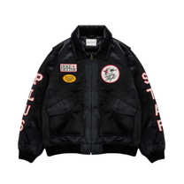 Plus Black Satin Bomber Jacket