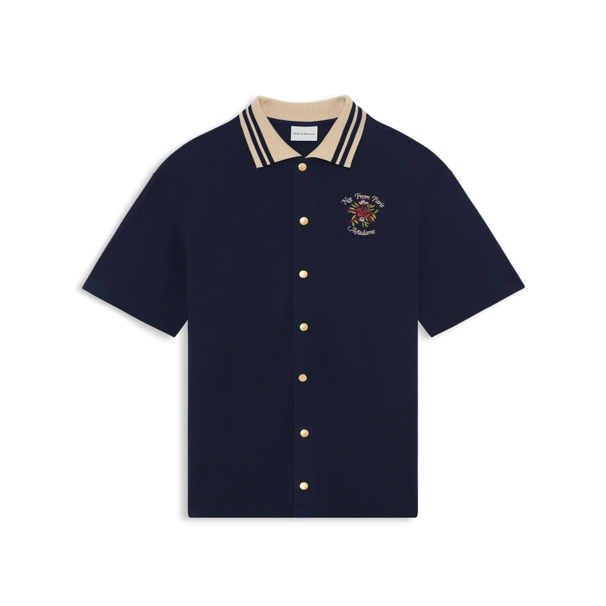 Chemise Piquée Slogan Rose Navy
