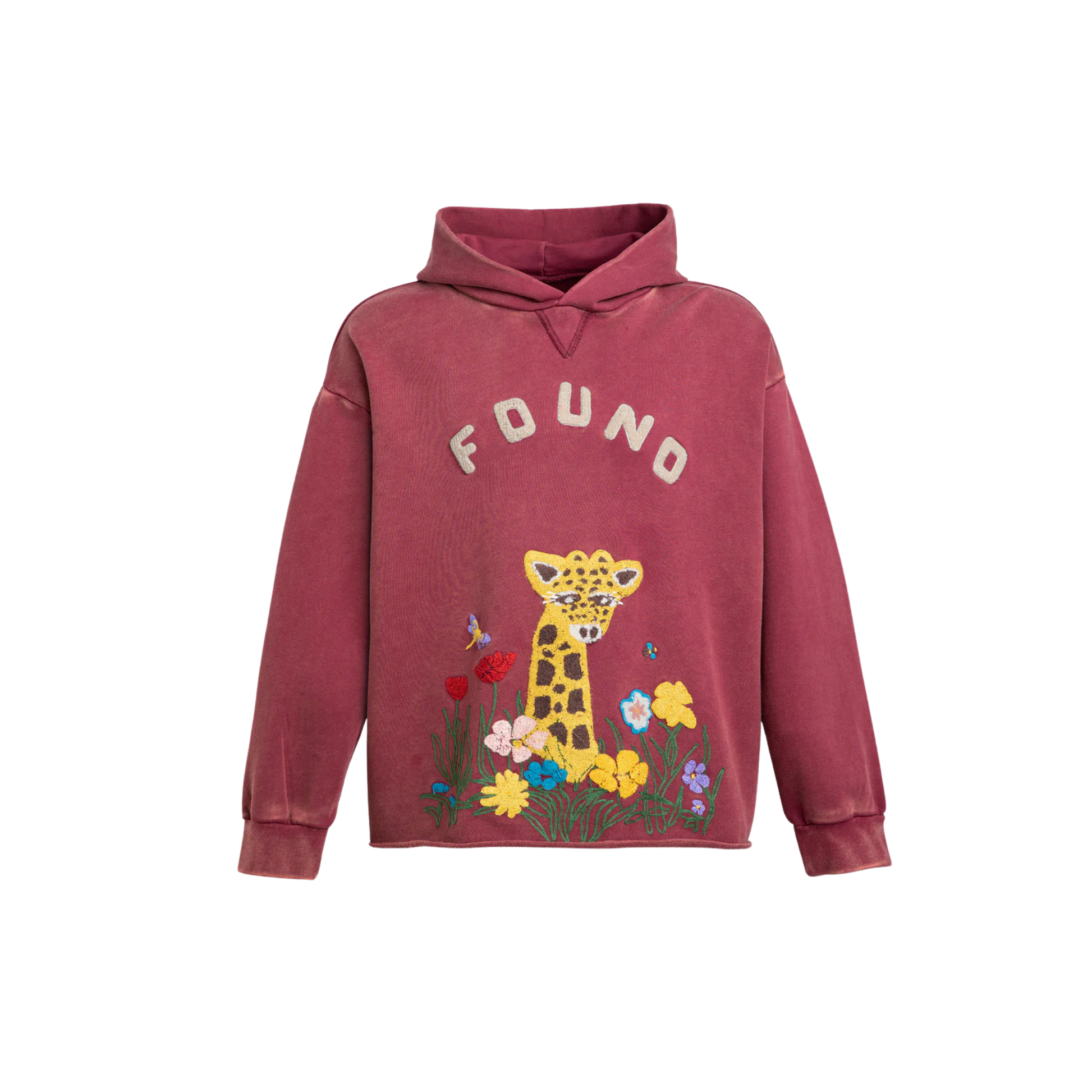 Wildlife Chenile Embroidered Hoodie Washed Berry