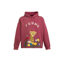 Wildlife Chenile Embroidered Hoodie Washed Berry