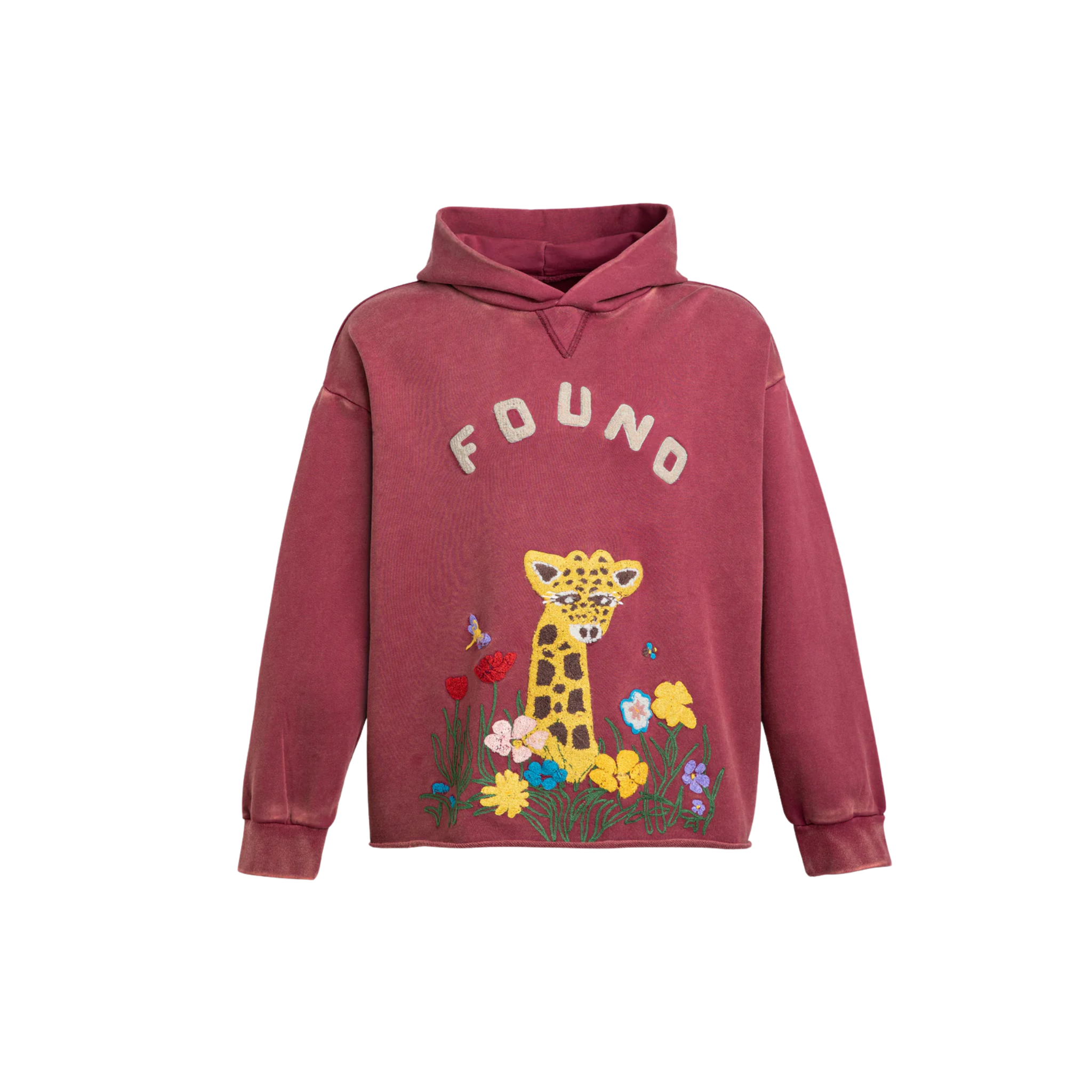 Wildlife Chenile Embroidered Hoodie Washed Berry