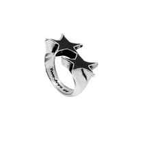 Icon Black Enameled Single Ring Silver