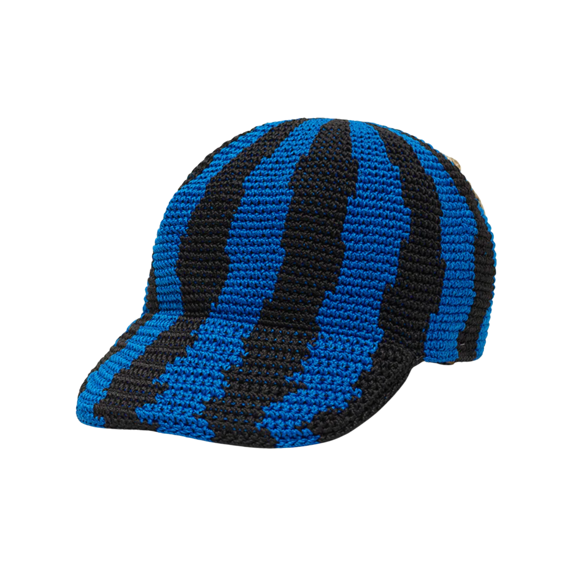 Striped Crochet Cap Blue