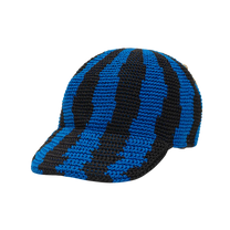 Striped Crochet Cap Blue