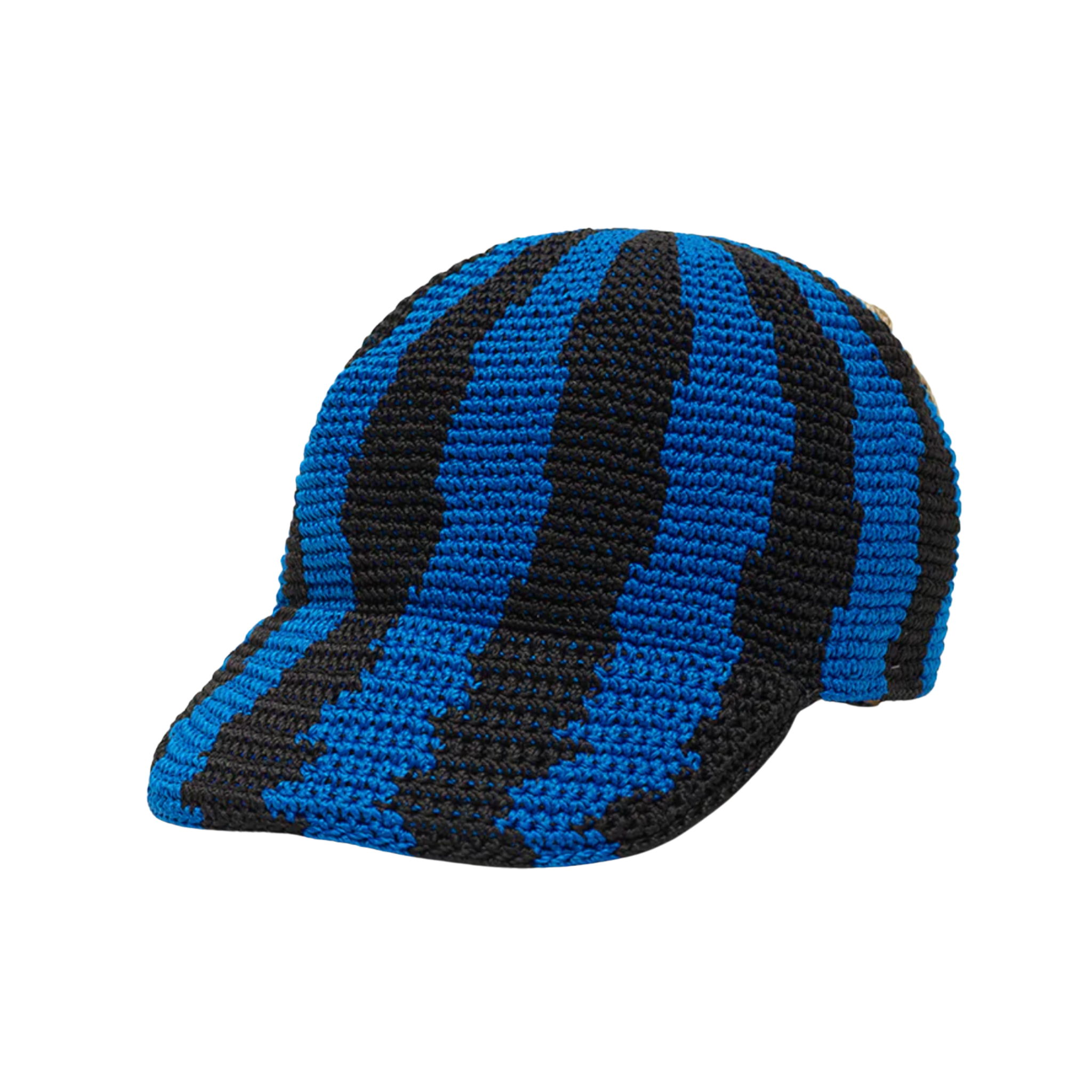 Striped Crochet Cap Blue