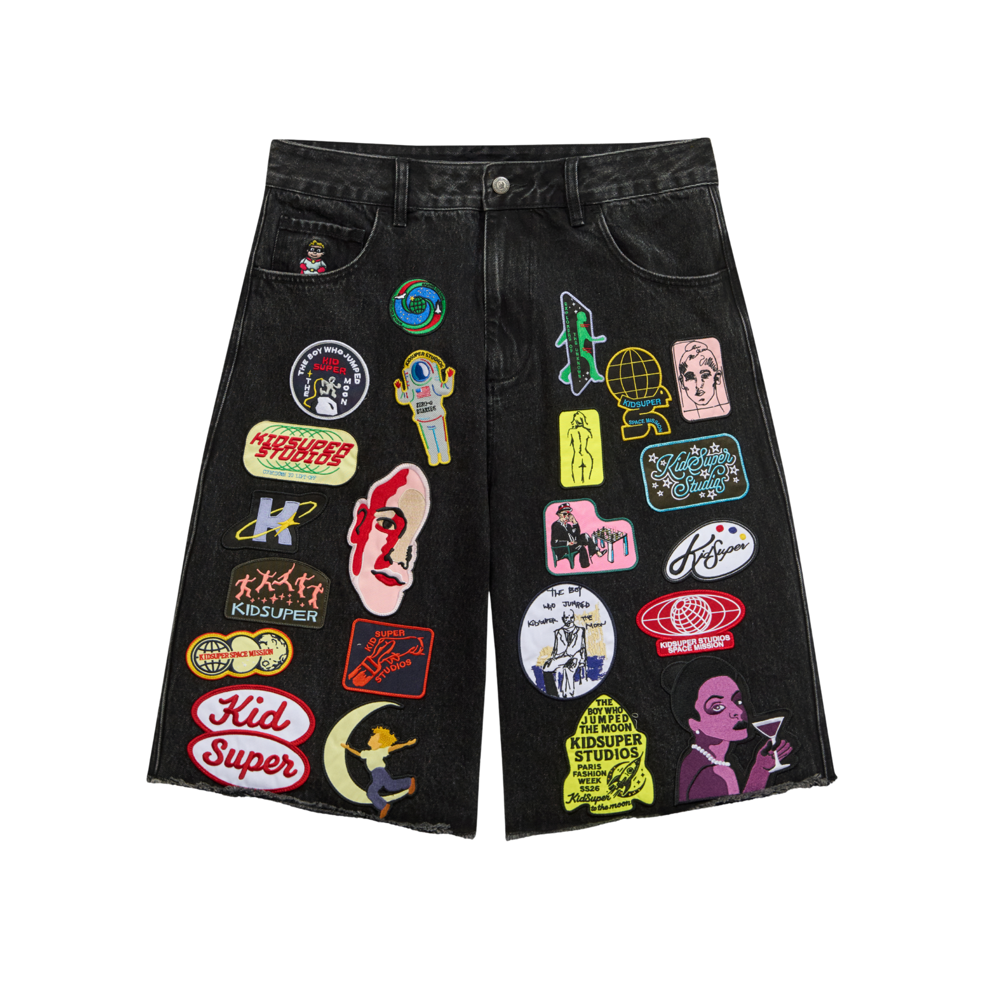 Patches Denim Short Black