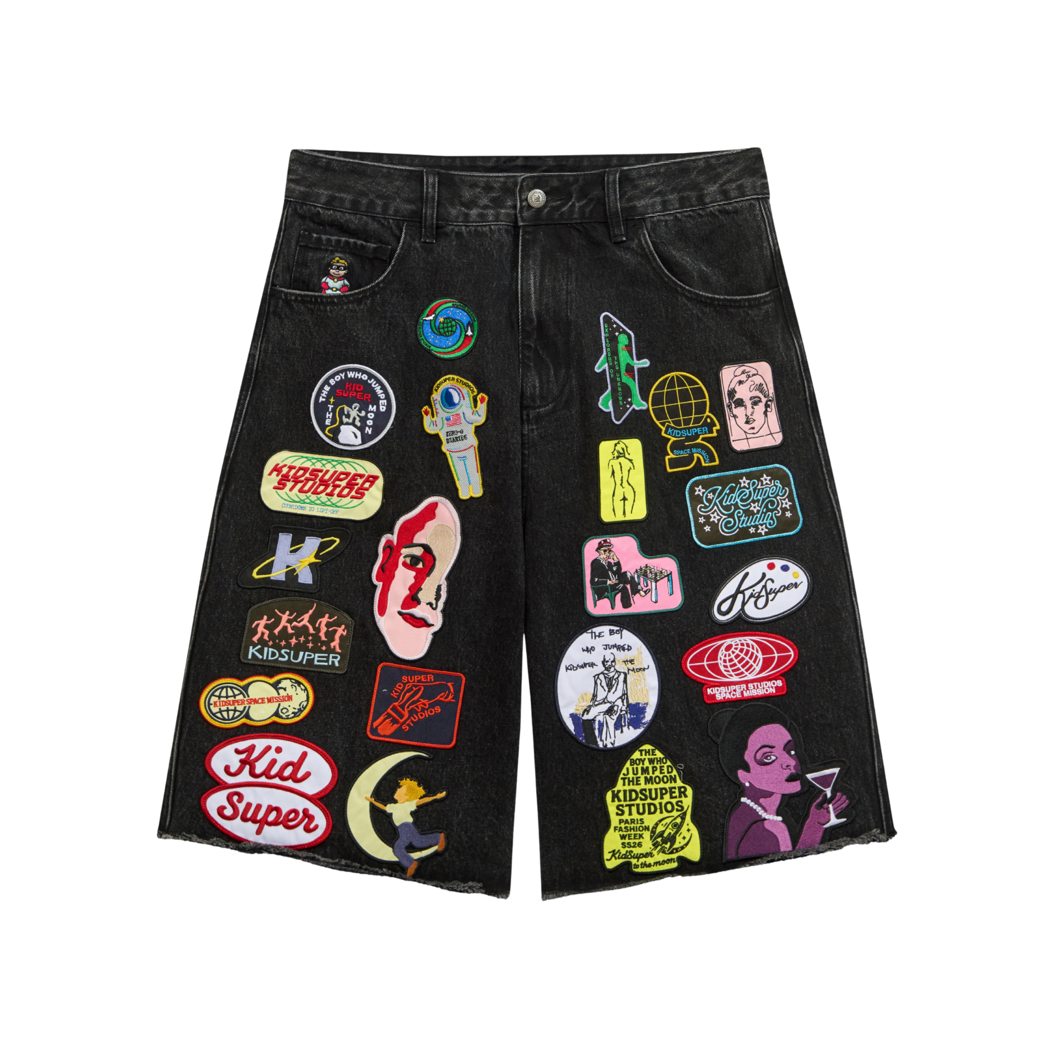 Patches Denim Short Black
