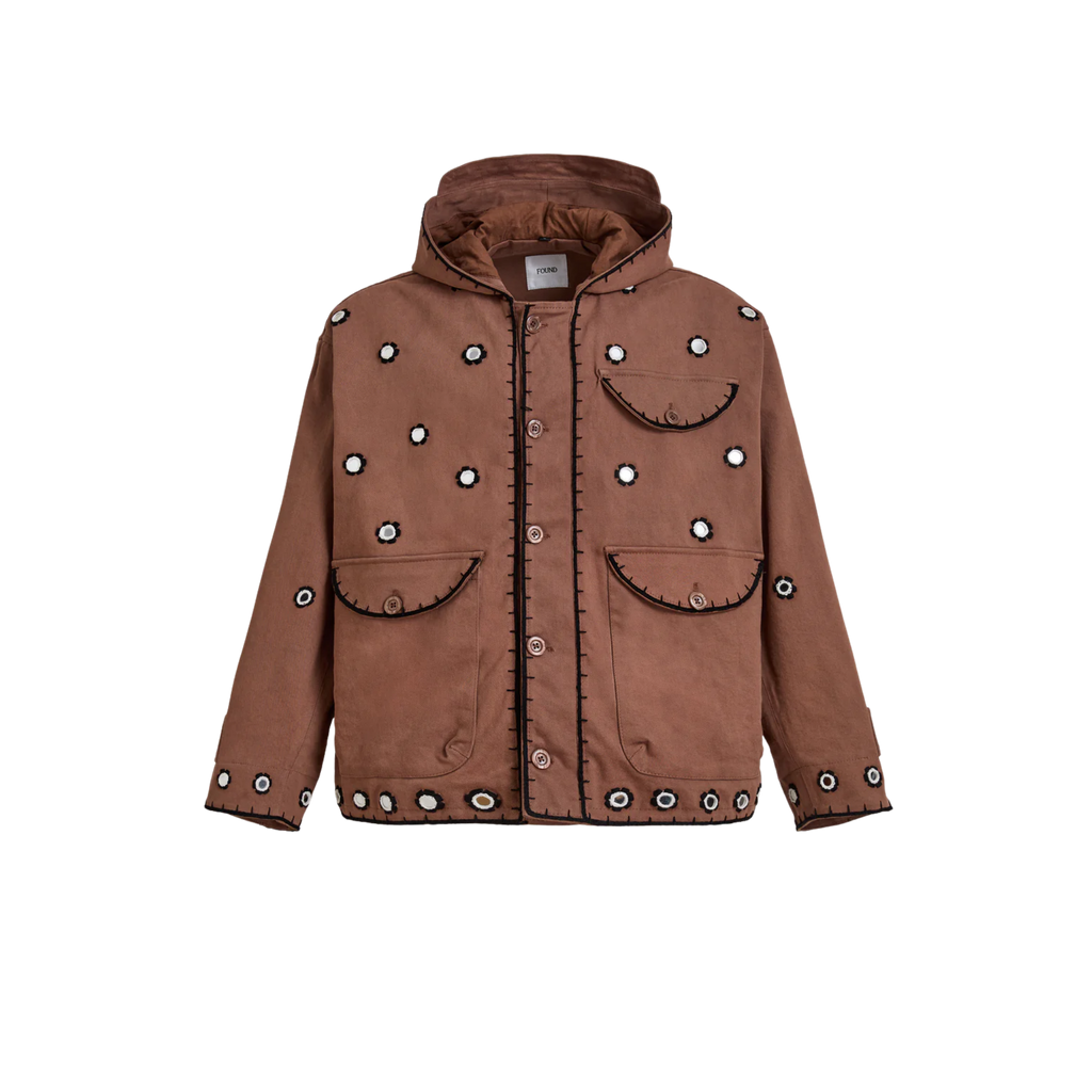 Hand Embroidered Hooded Jacket Espresso