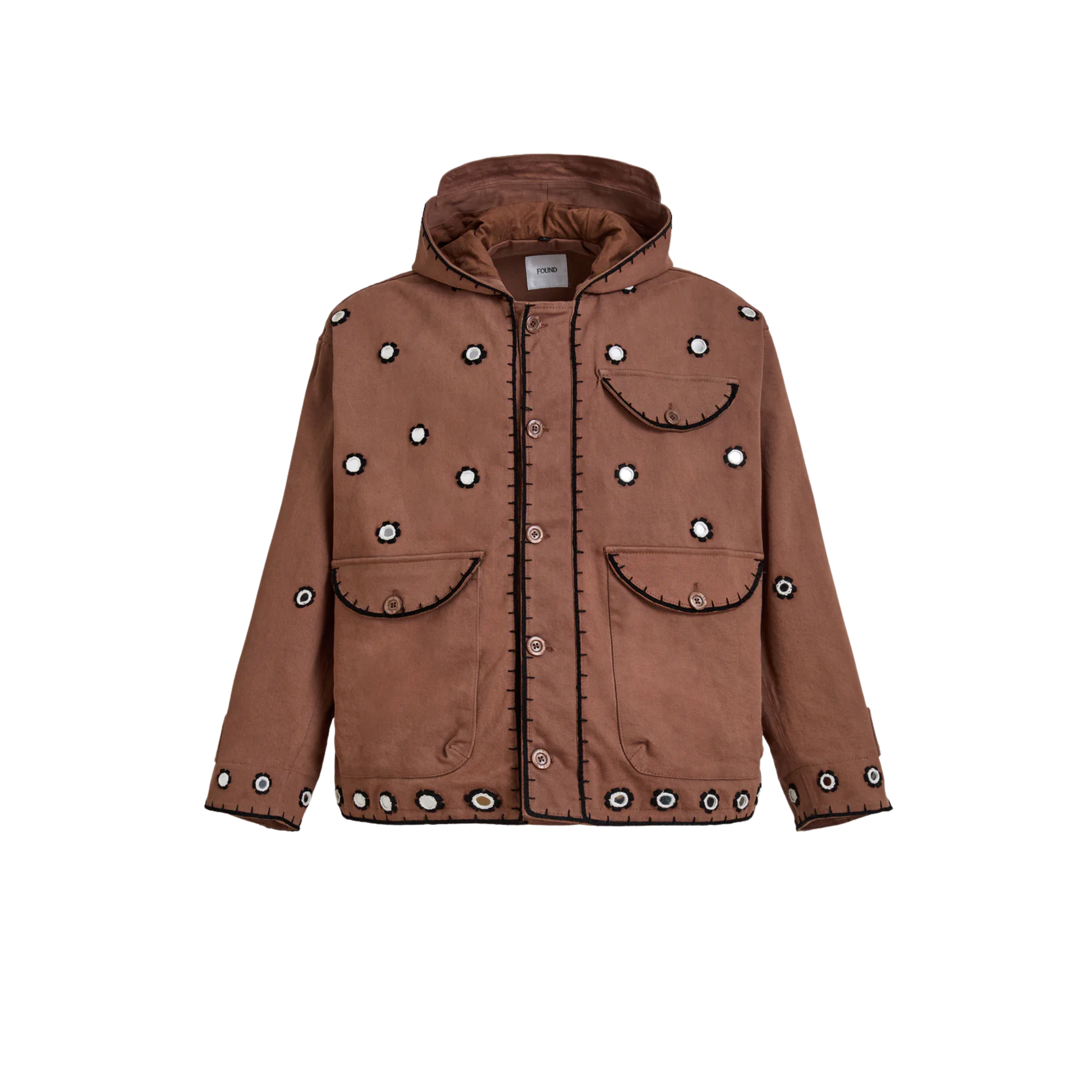 Hand Embroidered Hooded Jacket Espresso