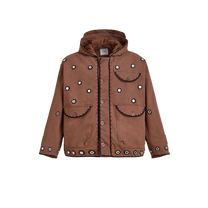 Hand Embroidered Hooded Jacket Espresso