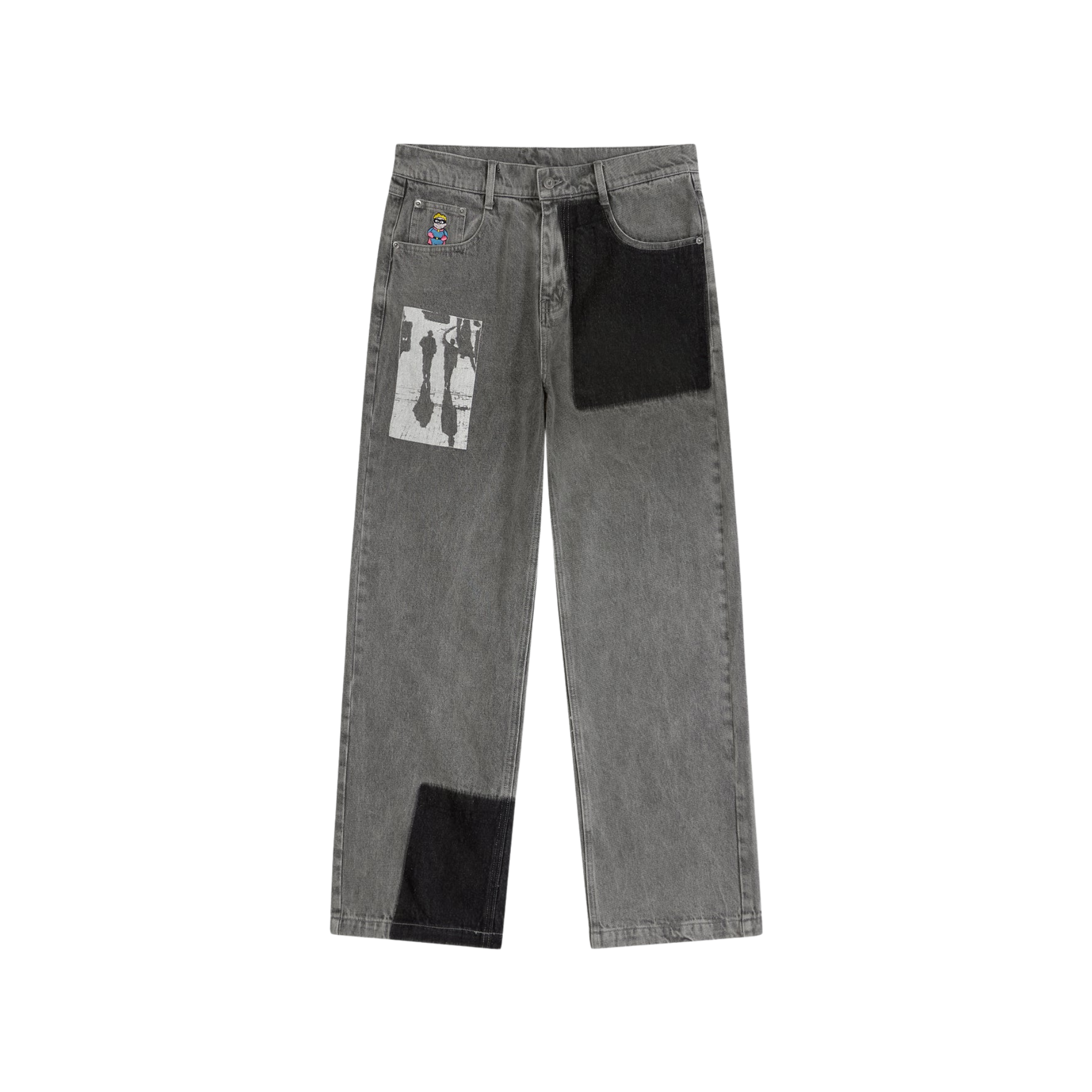 Sun Faded Denim Running Man Jeans Grey