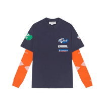 Piet F.C. Knitted Sleeve T-shirt - Navy/Orange