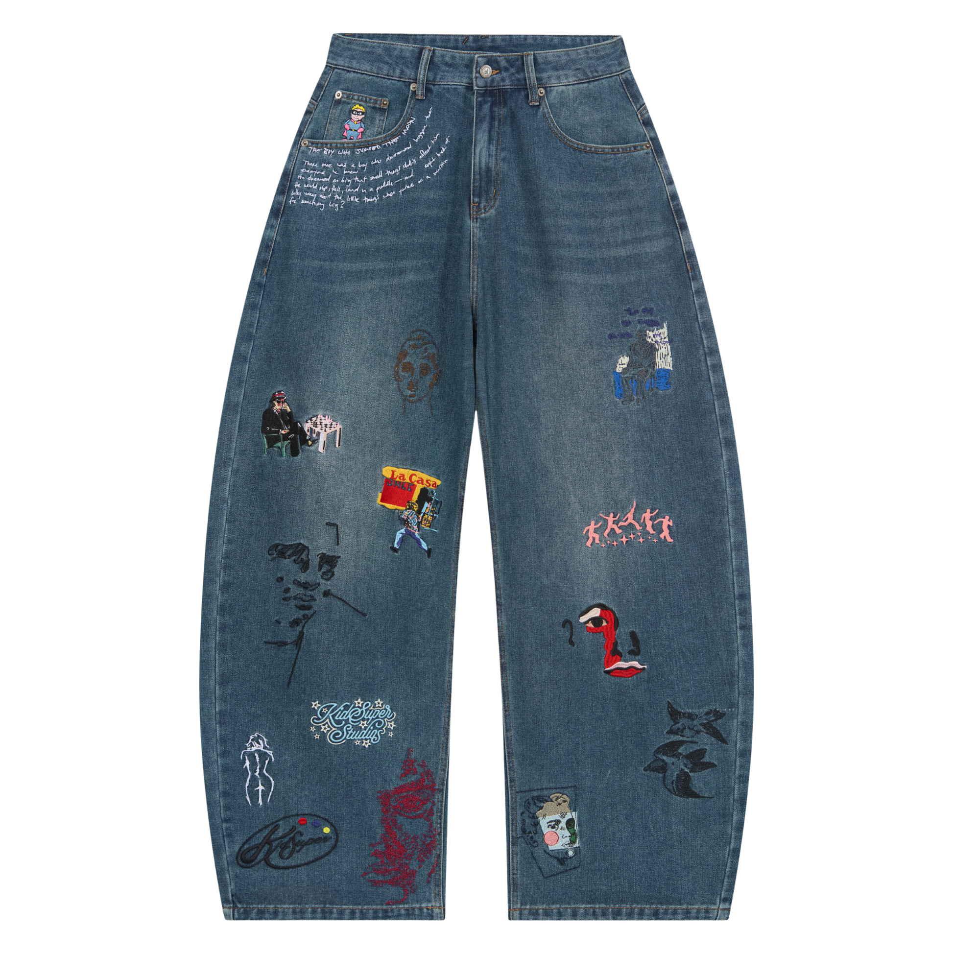 Embroidered Paintings Balloon Pants
