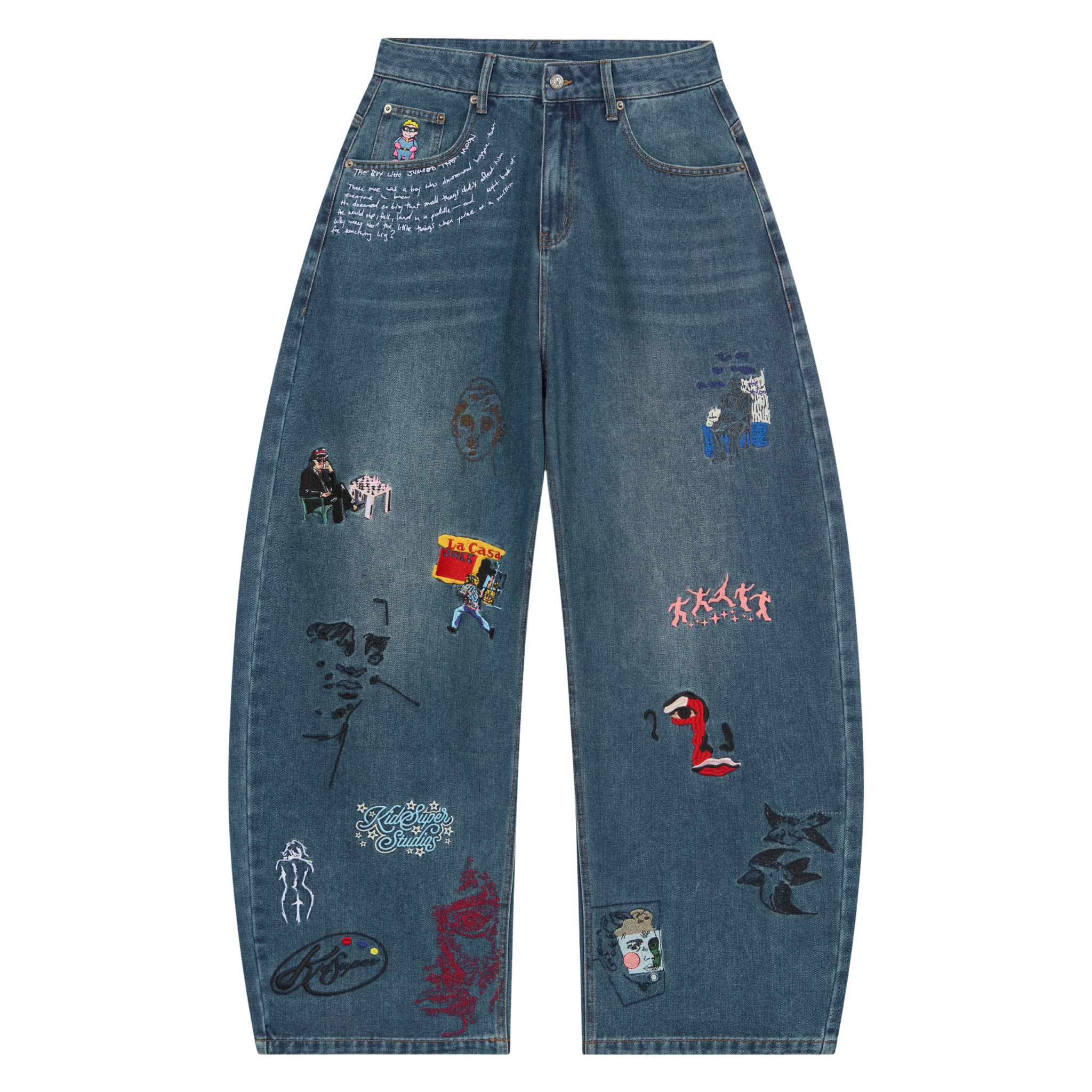 Embroidered Paintings Balloon Pants