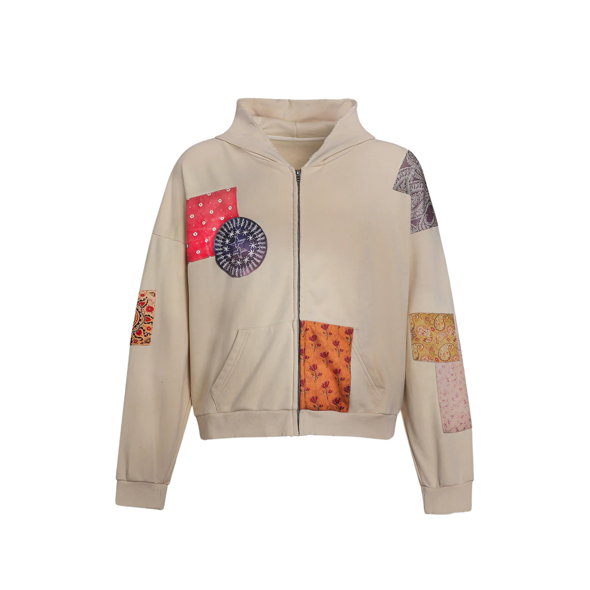 Tapestry Patchwork Zip Up Cream