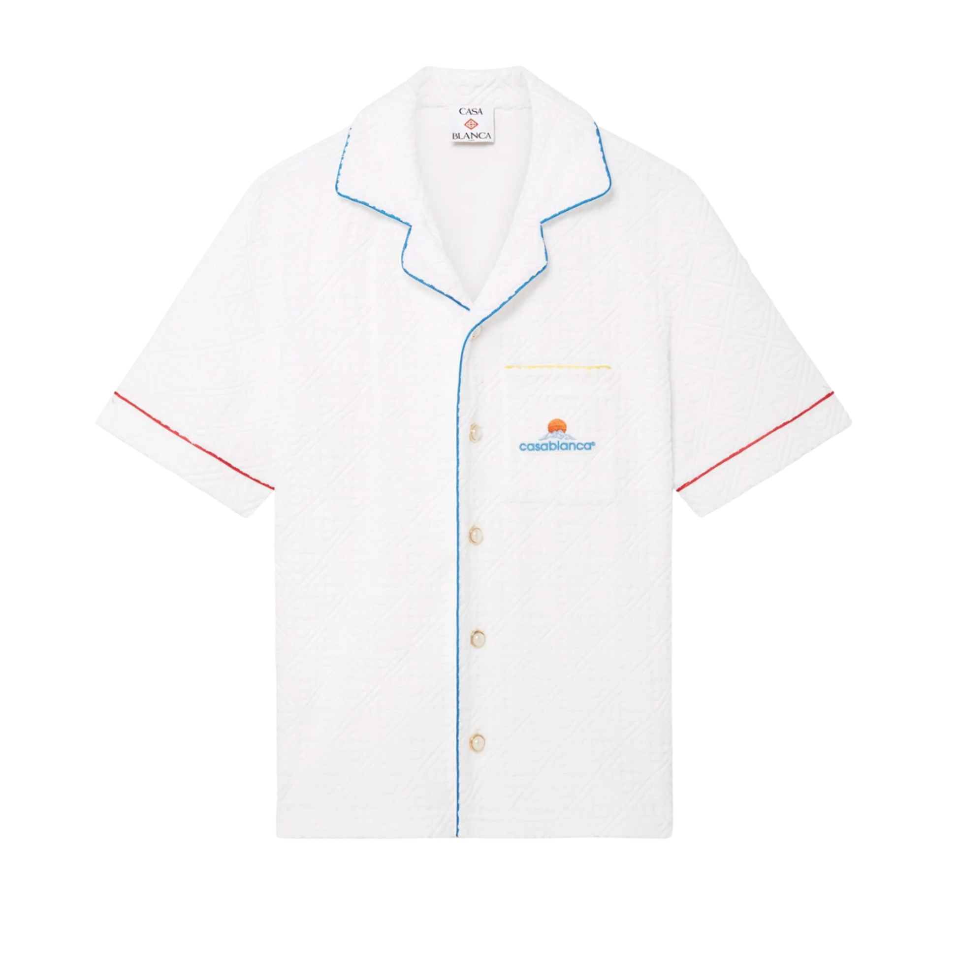 Monogram Jacquard Short Sleeve Towelling Shirt White
