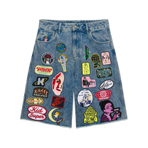 Patches Denim Long Short Dark Blue